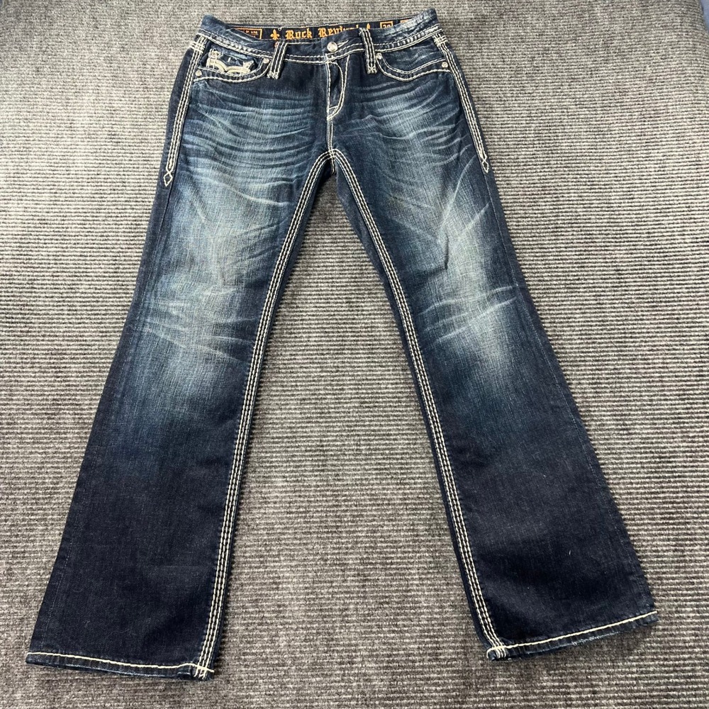 Rock Revival Darcy Bootcut Jeans Women 29 Dark Wash Buckle Exclusive Bling Y2K